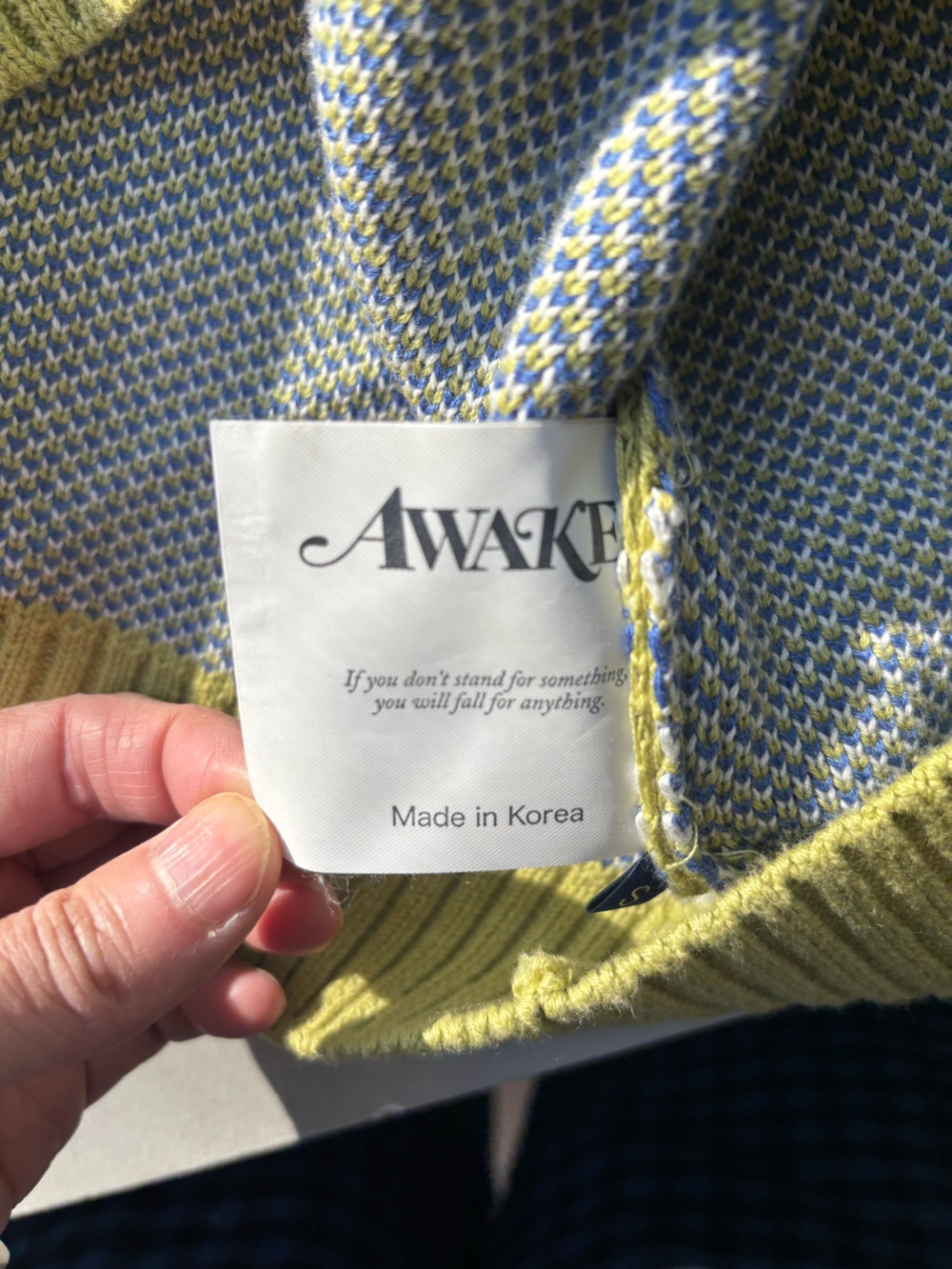 Awake Yellow Crewneck Sweater with Blue Script - Picture 5 of 5